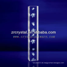 K9 3D Laser Ahorn Blatt geätzt Kristall mit Säulenform